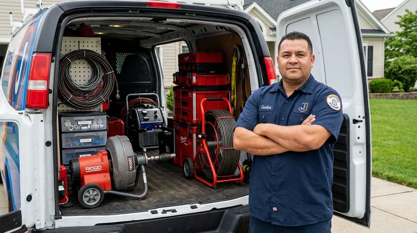 Professional drain cleaning equipment and Johns Plumbing LLC plumber in Radcliff