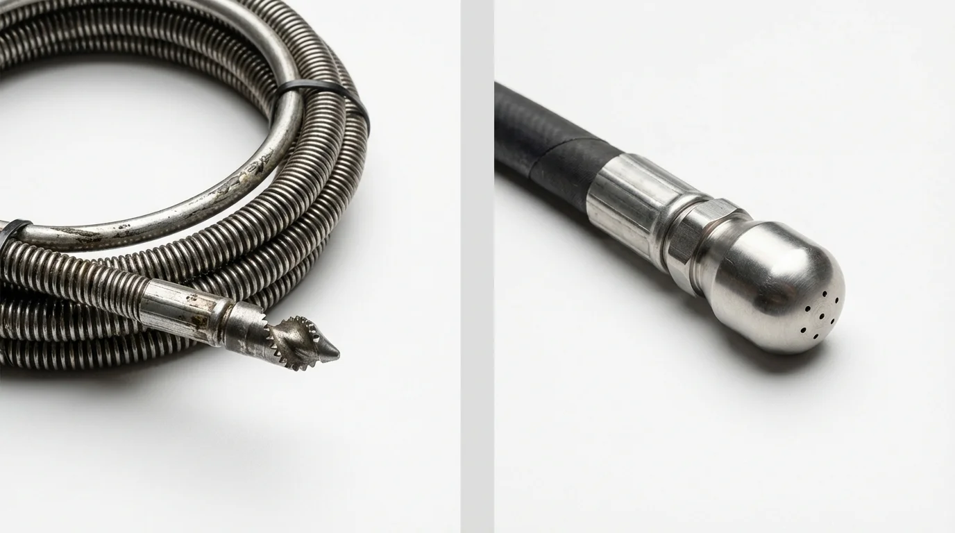 Drain snake cable and hydro jetting nozzle used for drain cleaning in Radcliff, KY