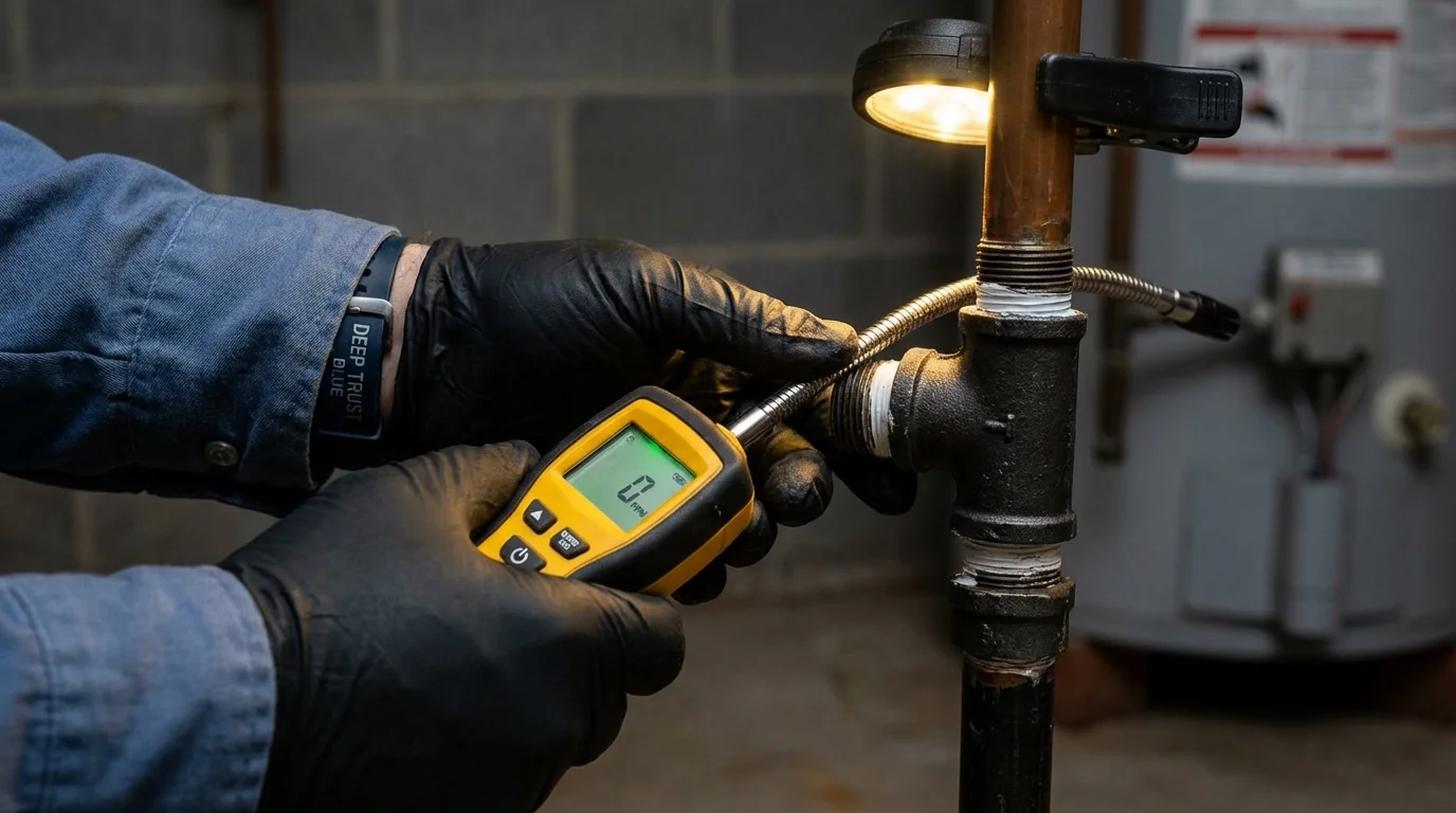 Gas leak detection with electronic sniffer by Johns Plumbing LLC in Radcliff
