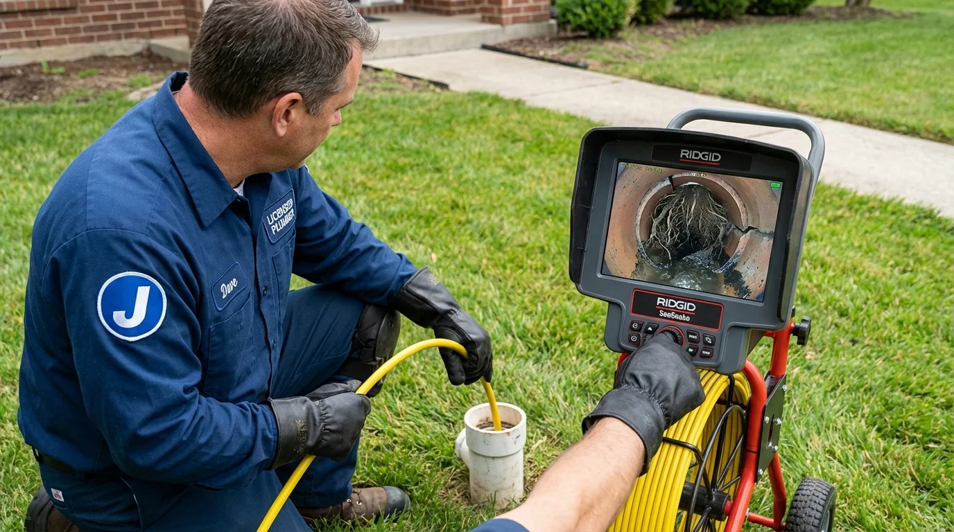 Sewer camera inspection being performed by Johns Plumbing LLC in Radcliff