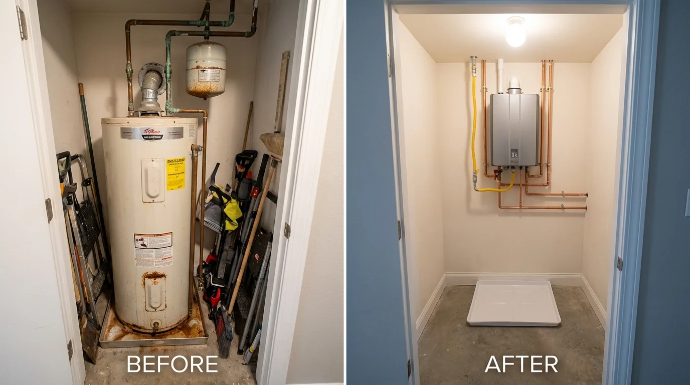 Tank water heater versus wall-mounted tankless unit comparison for Radcliff, KY homeowners