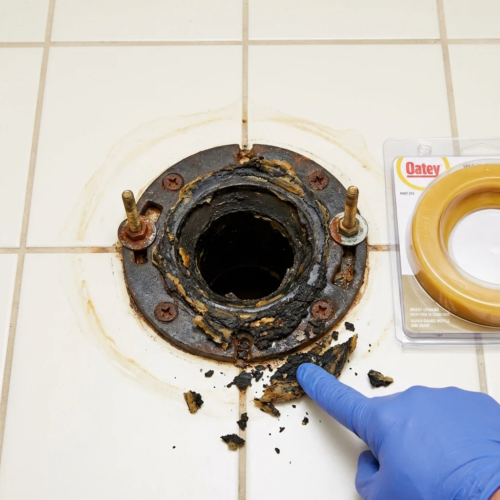 Failed wax ring showing water seepage at the base of a toilet in a Radcliff, KY home